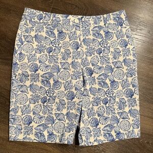 Talbots Blue and Cream Seashell Print Shorts